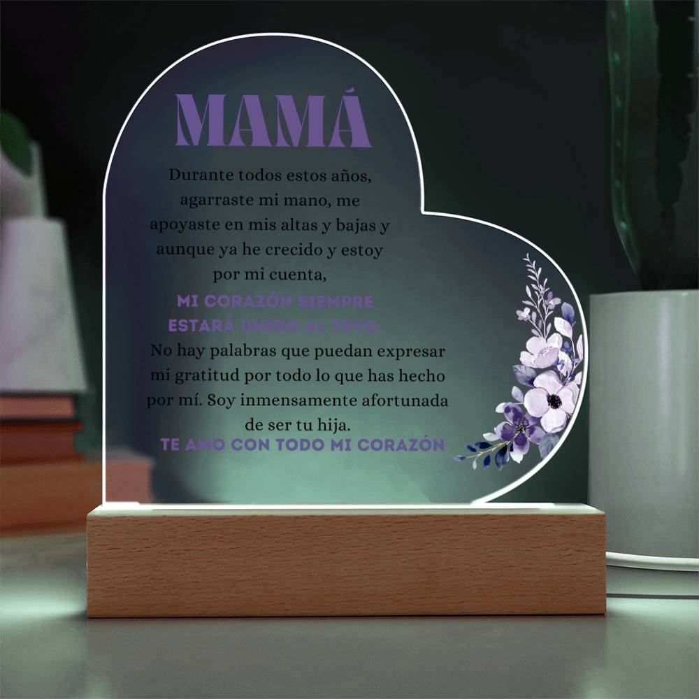 Para Mamá | De tu Hija | Placa de Acrílico Corazón