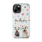 Personalized Tough Phone Case | Custom Pet Photo & Name with Colorful Paw Print Design