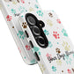 Personalized Tough Phone Case | Custom Pet Photo & Name with Colorful Paw Print Design