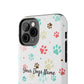 Personalized Tough Phone Case | Custom Pet Photo & Name with Colorful Paw Print Design