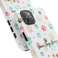 Personalized Tough Phone Case | Custom Pet Photo & Name with Colorful Paw Print Design