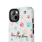 Personalized Tough Phone Case | Custom Pet Photo & Name with Colorful Paw Print Design