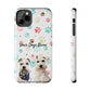 Personalized Tough Phone Case | Custom Pet Photo & Name with Colorful Paw Print Design