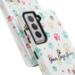 Personalized Tough Phone Case | Custom Pet Photo & Name with Colorful Paw Print Design