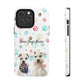 Personalized Tough Phone Case | Custom Pet Photo & Name with Colorful Paw Print Design