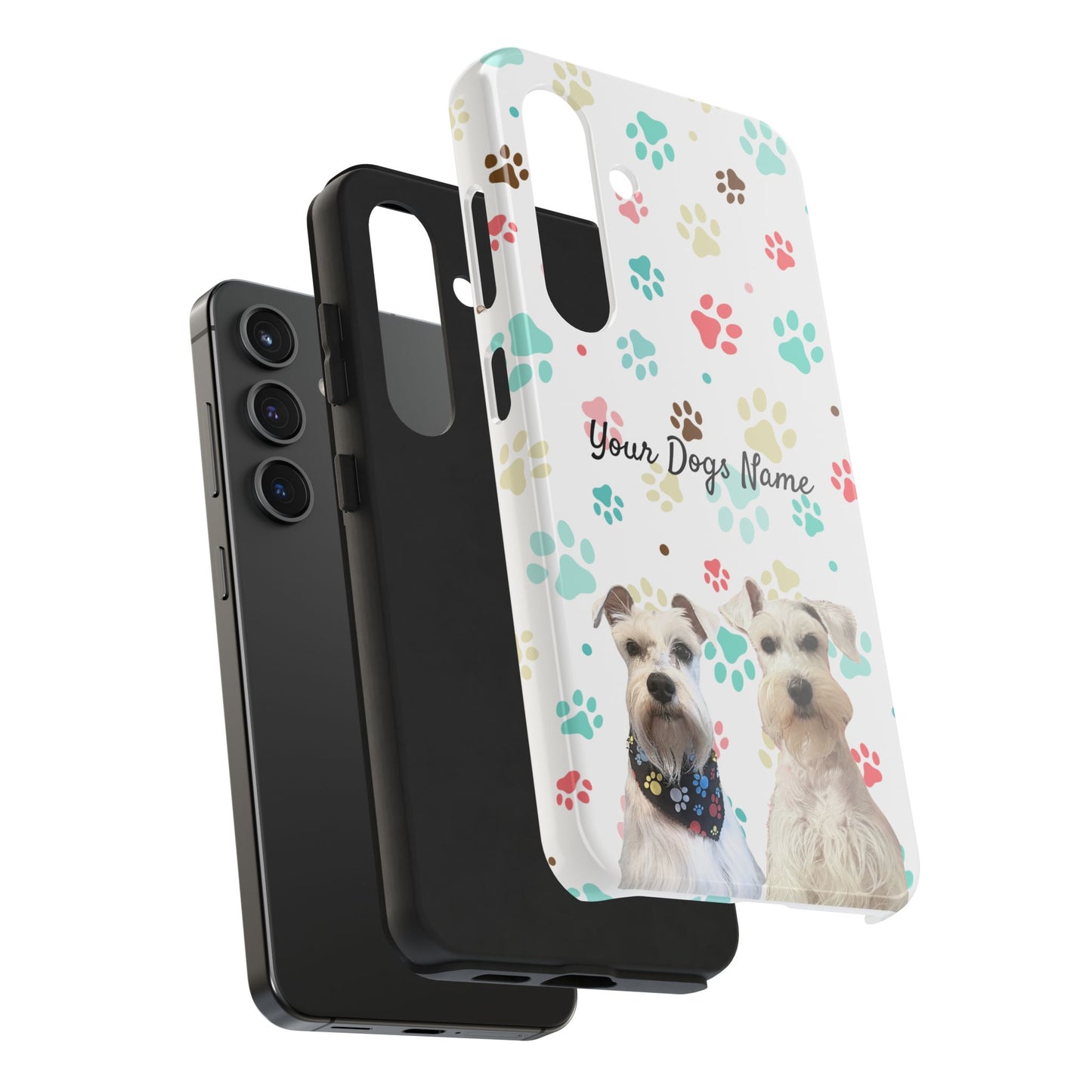 Personalized Tough Phone Case — Custom Pet Photo & Name with Colorful Paw Print Design