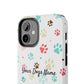 Personalized Tough Phone Case | Custom Pet Photo & Name with Colorful Paw Print Design