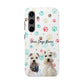 Personalized Tough Phone Case | Custom Pet Photo & Name with Colorful Paw Print Design