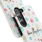 Personalized Tough Phone Case | Custom Pet Photo & Name with Colorful Paw Print Design