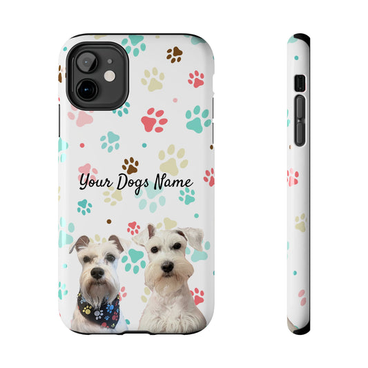 Personalized Tough Phone Case | Custom Pet Photo & Name with Colorful Paw Print Design