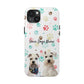 Personalized Tough Phone Case | Custom Pet Photo & Name with Colorful Paw Print Design