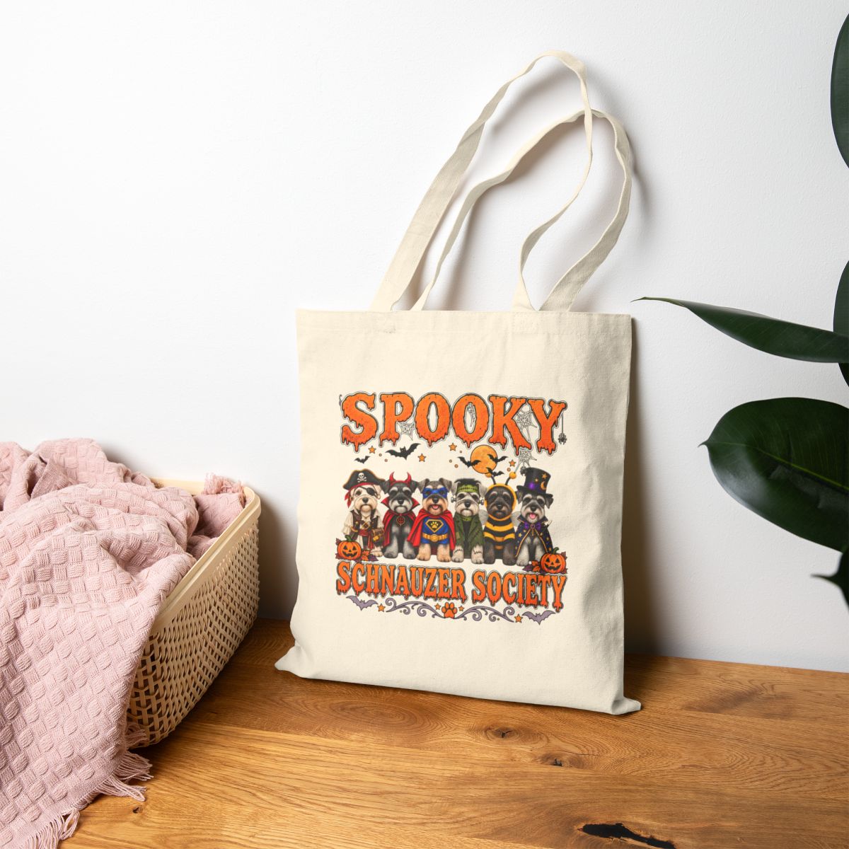 Halloween Schnauzer Tote Bag – Spooky Dog Mom Canvas Bag