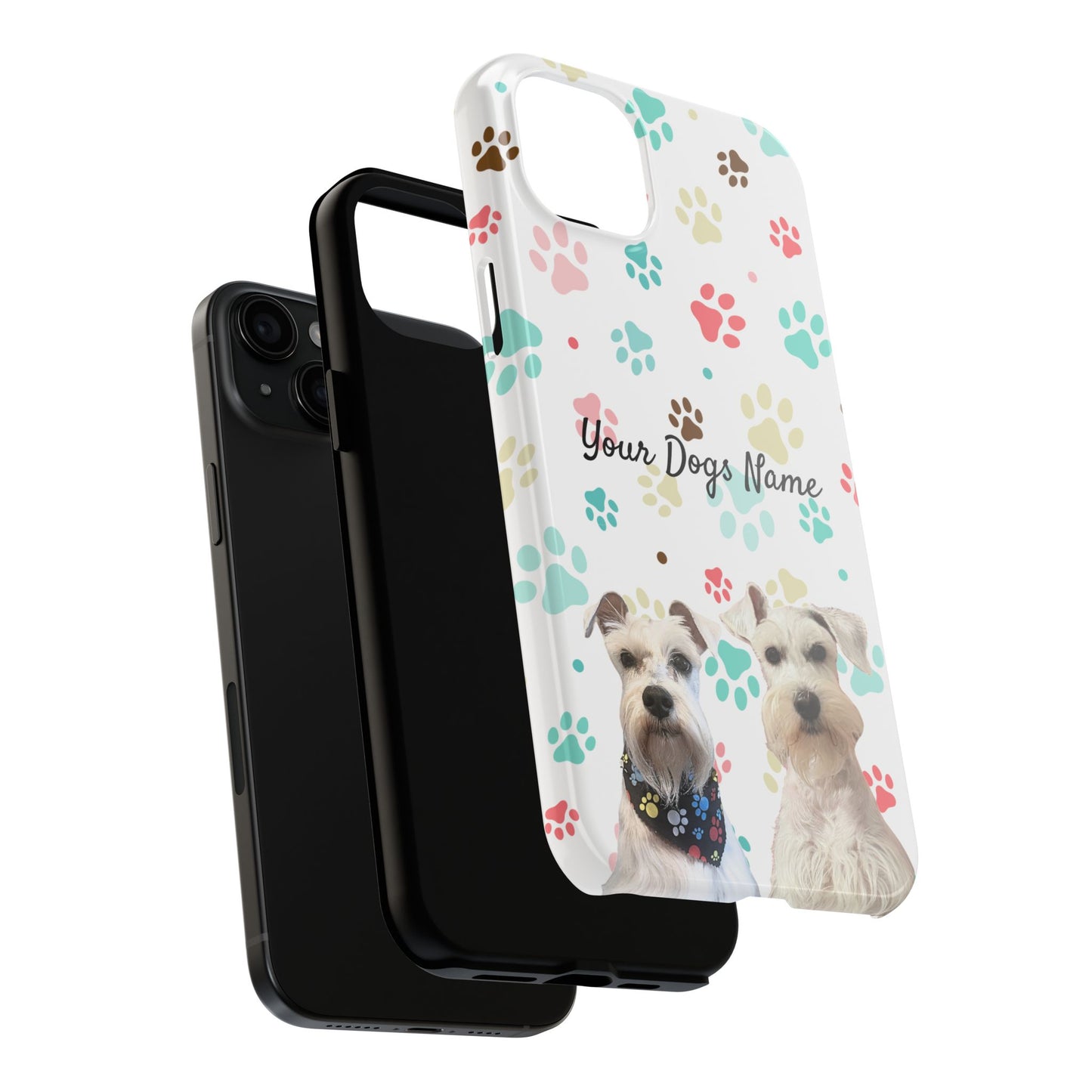 Personalized Tough Phone Case — Custom Pet Photo & Name with Colorful Paw Print Design