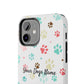 Personalized Tough Phone Case | Custom Pet Photo & Name with Colorful Paw Print Design