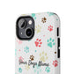 Personalized Tough Phone Case | Custom Pet Photo & Name with Colorful Paw Print Design