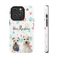 Personalized Tough Phone Case | Custom Pet Photo & Name with Colorful Paw Print Design