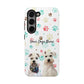 Personalized Tough Phone Case | Custom Pet Photo & Name with Colorful Paw Print Design