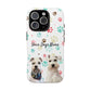 Personalized Tough Phone Case | Custom Pet Photo & Name with Colorful Paw Print Design