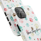 Personalized Tough Phone Case | Custom Pet Photo & Name with Colorful Paw Print Design