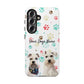 Personalized Tough Phone Case | Custom Pet Photo & Name with Colorful Paw Print Design