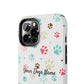 Personalized Tough Phone Case | Custom Pet Photo & Name with Colorful Paw Print Design