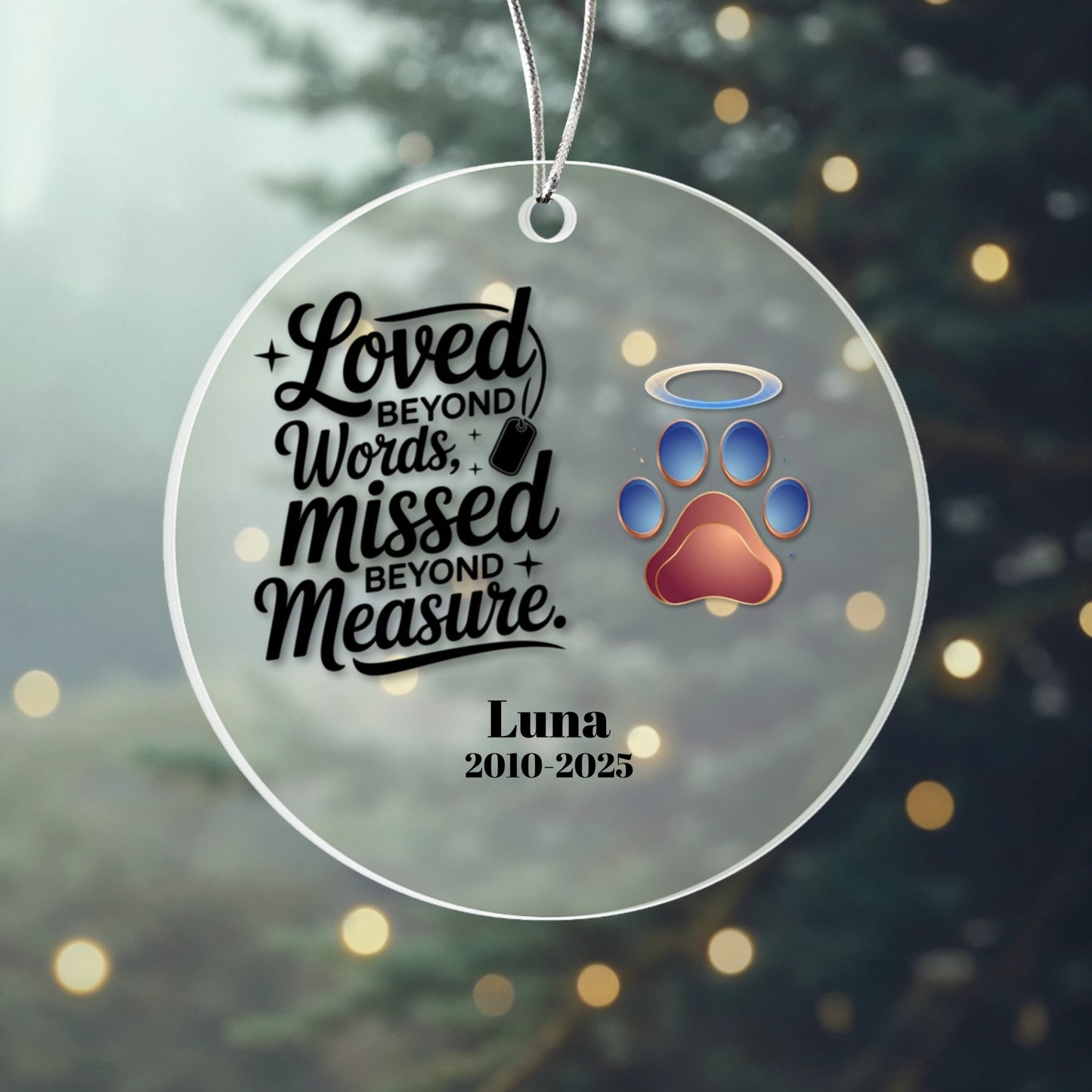 Loved Beyond Word | Personalized Pet Memorial Acrylic Ornament