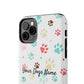 Personalized Tough Phone Case | Custom Pet Photo & Name with Colorful Paw Print Design