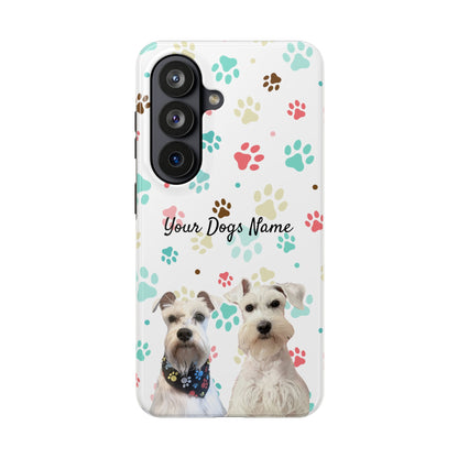 Personalized Tough Phone Case | Custom Pet Photo & Name with Colorful Paw Print Design