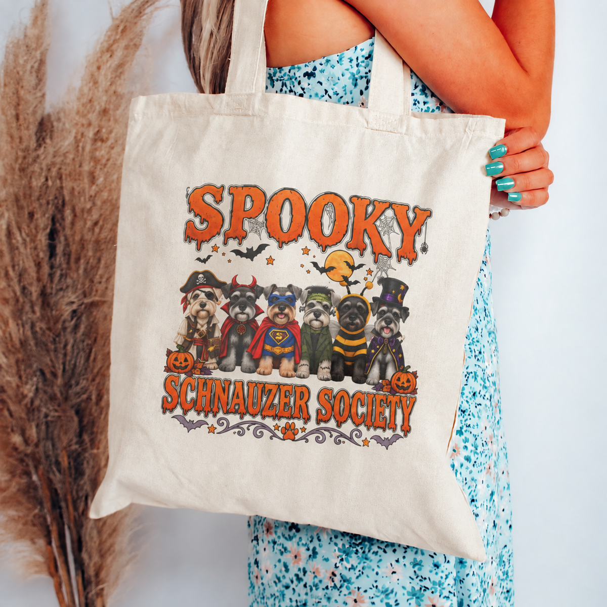 Halloween Schnauzer Tote Bag – Spooky Dog Mom Canvas Bag