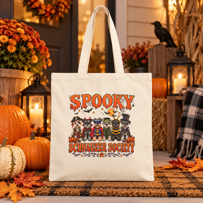 Halloween Schnauzer Tote Bag – Spooky Dog Mom Canvas Bag
