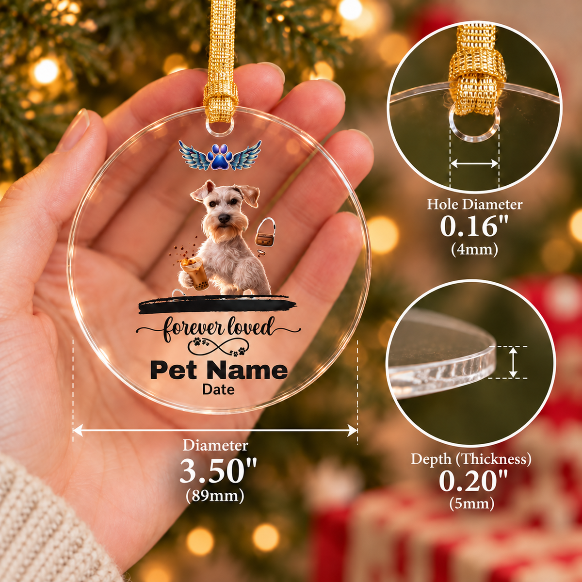 Dog Memorial Ornament – Pet Loss Sympathy Gift, Schnauzer Remembrance Keepsake