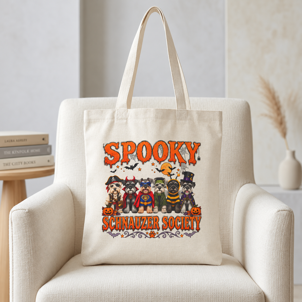Halloween Schnauzer Tote Bag – Spooky Dog Mom Canvas Bag