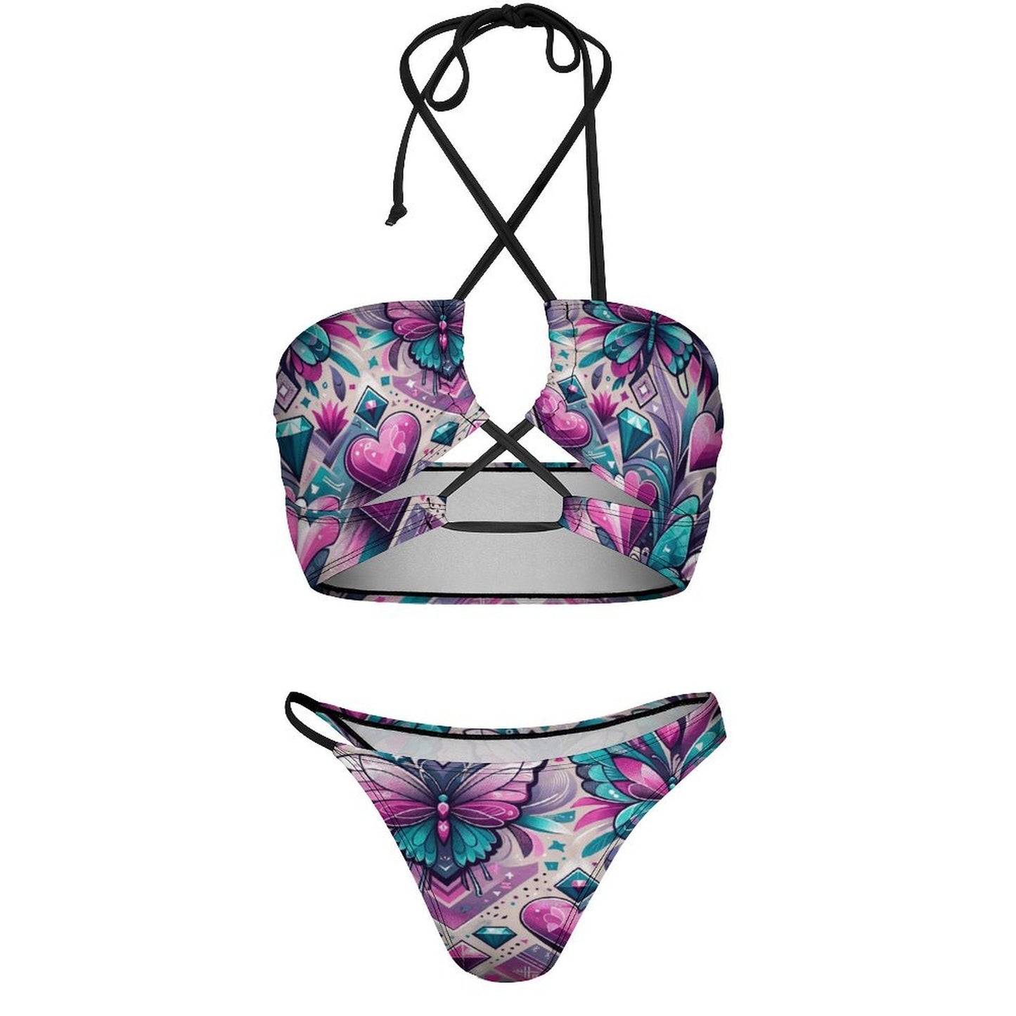 Butterfly High-Waisted Halter Bikini