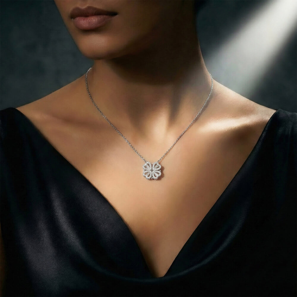 To My Beautiful Daughter_Magnetic Hearts Necklace_Black