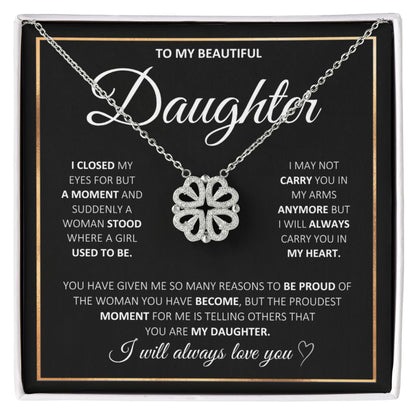 To My Beautiful Daughter_Magnetic Hearts Necklace_Black