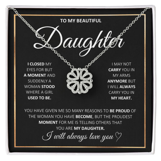 To My Beautiful Daughter_Magnetic Hearts Necklace_Black
