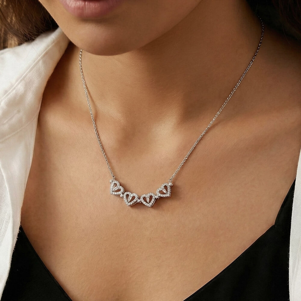 To My Beautiful Daughter_Magnetic Hearts Necklace_Black