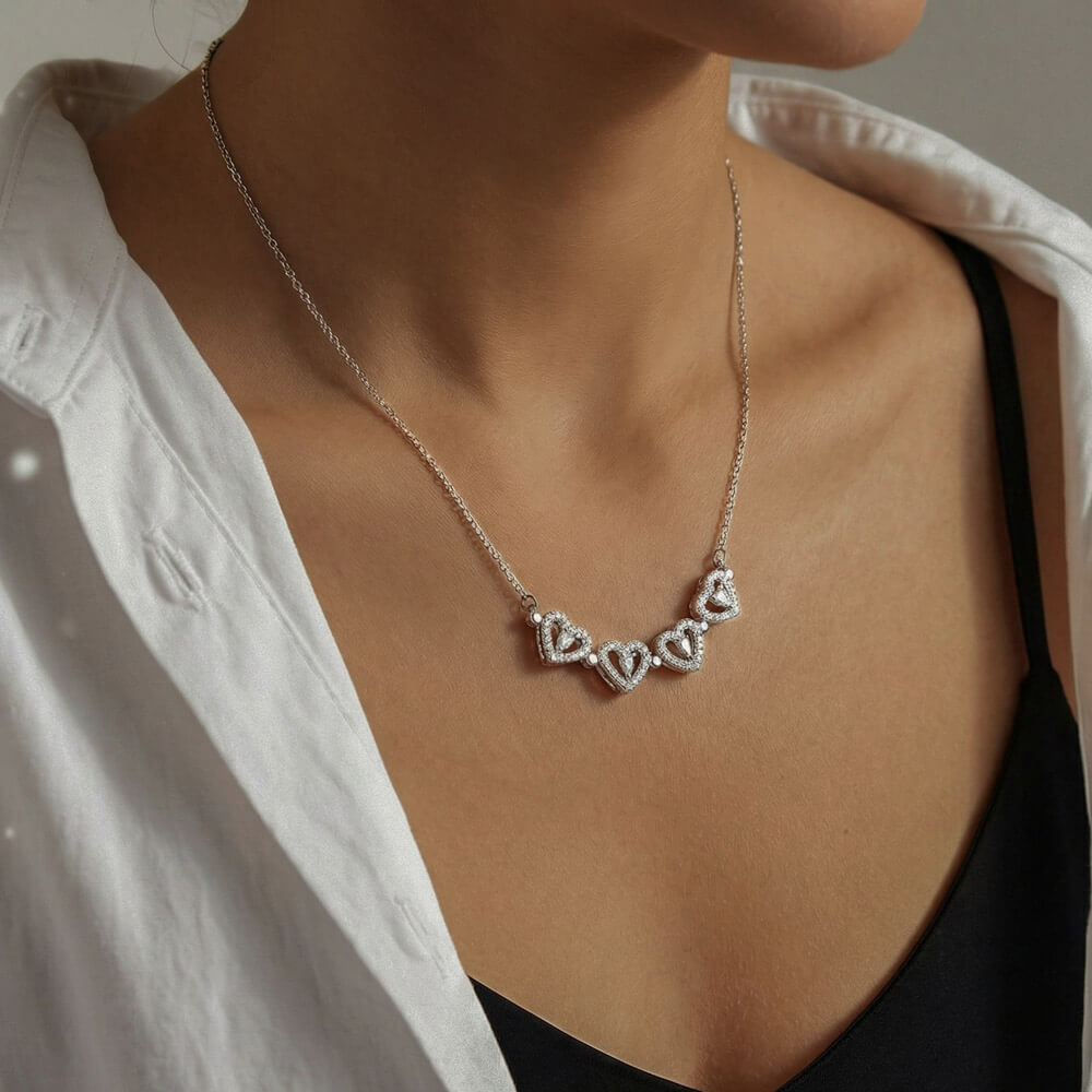 To My Beautiful Daughter_Magnetic Hearts Necklace_Black