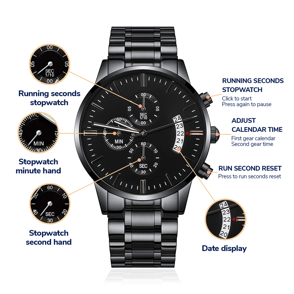 Coolest Dad Ever | Engraved Design Black Chronograph Watch