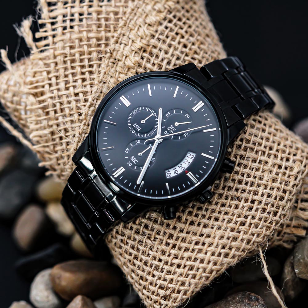 Coolest Dad Ever | Engraved Design Black Chronograph Watch