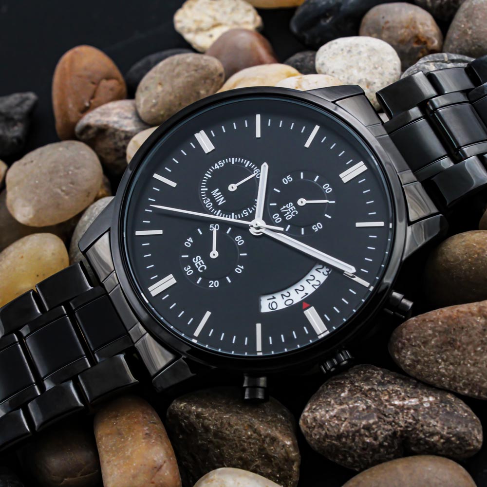 Coolest Dad Ever | Engraved Design Black Chronograph Watch