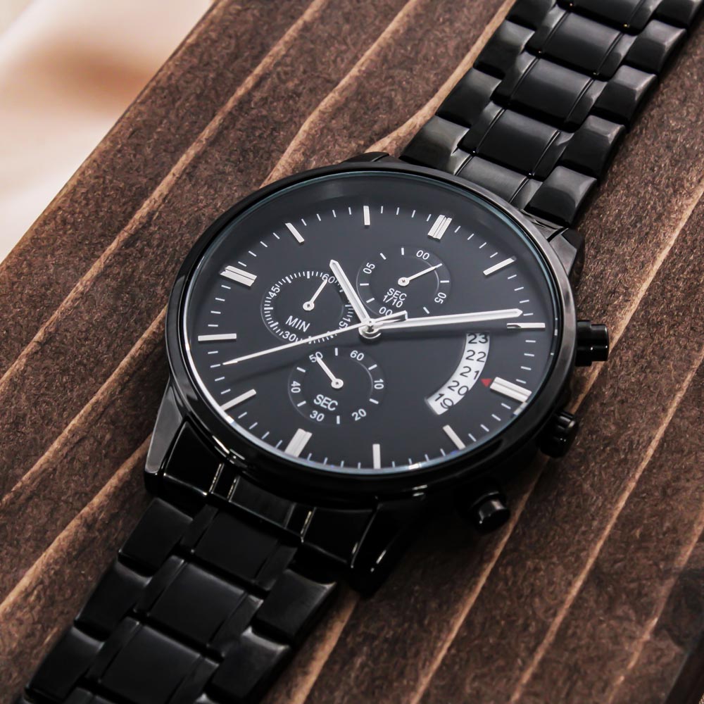 Coolest Dad Ever | Engraved Design Black Chronograph Watch