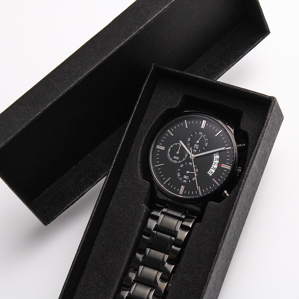 Coolest Dad Ever | Engraved Design Black Chronograph Watch