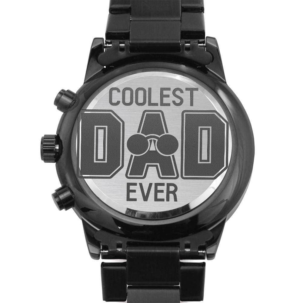 Coolest Dad Ever | Engraved Design Black Chronograph Watch