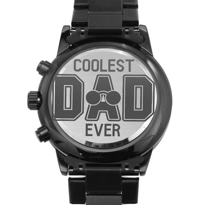 Coolest Dad Ever | Engraved Design Black Chronograph Watch