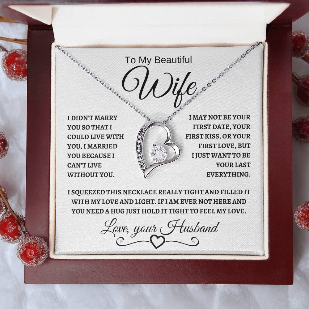To My Beautiful Wife | Forever Love Necklace | Black