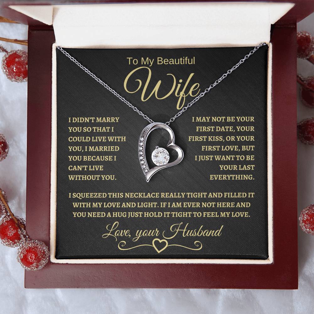 To My Beautiful Wife | Forever Love Necklace | Gold