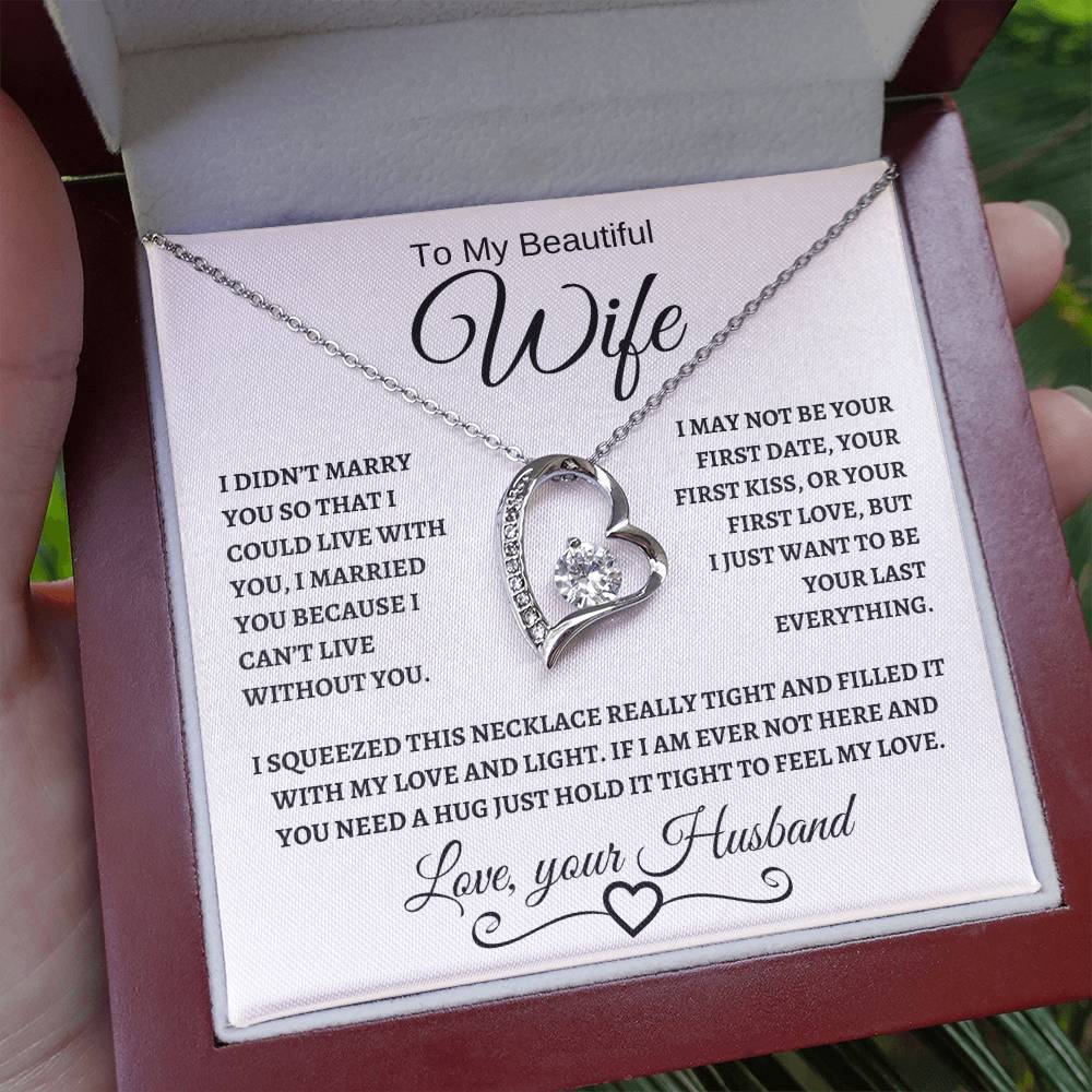 To My Beautiful Wife | Forever Love Necklace | Black