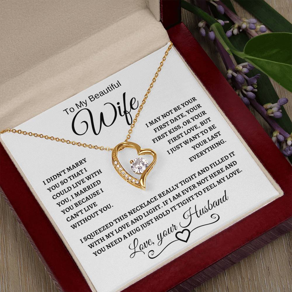 To My Beautiful Wife | Forever Love Necklace | Black