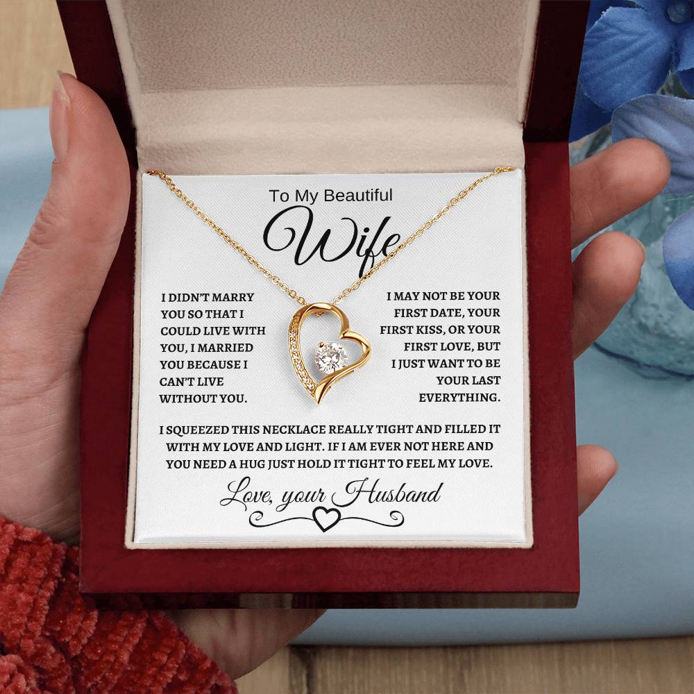 To My Beautiful Wife | Forever Love Necklace | Black